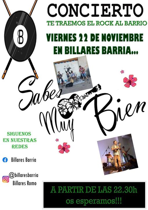 Concierto de Sabes Muy Bien en Billares Barria de Romo, Las Arenas 22/11/2019